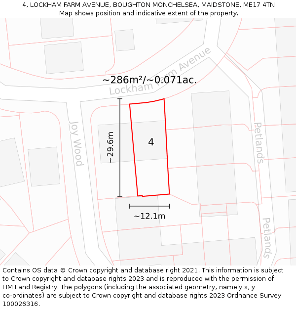 4, LOCKHAM FARM AVENUE, BOUGHTON MONCHELSEA, MAIDSTONE, ME17 4TN: Plot and title map