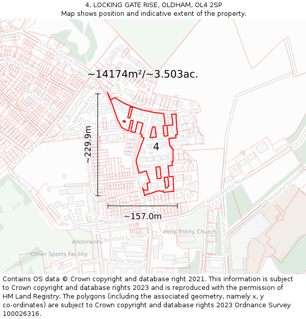 4, LOCKING GATE RISE, OLDHAM, OL4 2SP: Plot and title map