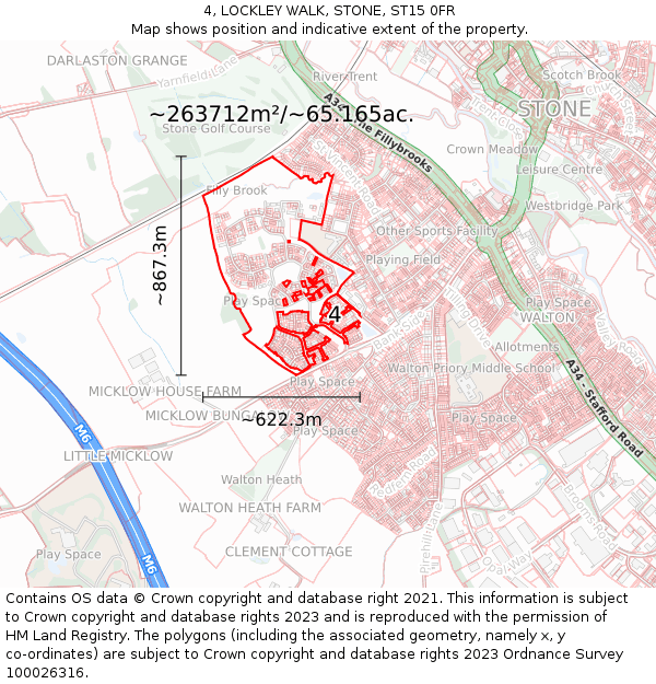 4, LOCKLEY WALK, STONE, ST15 0FR: Plot and title map