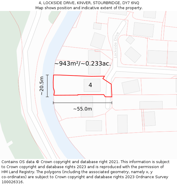 4, LOCKSIDE DRIVE, KINVER, STOURBRIDGE, DY7 6NQ: Plot and title map