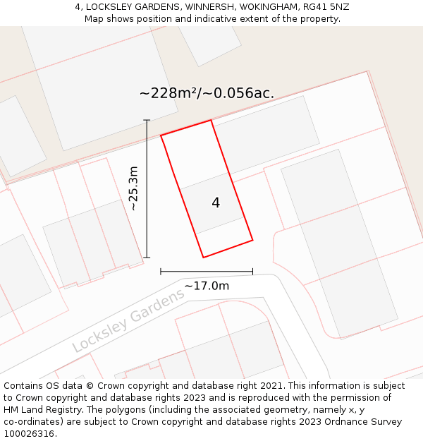 4, LOCKSLEY GARDENS, WINNERSH, WOKINGHAM, RG41 5NZ: Plot and title map