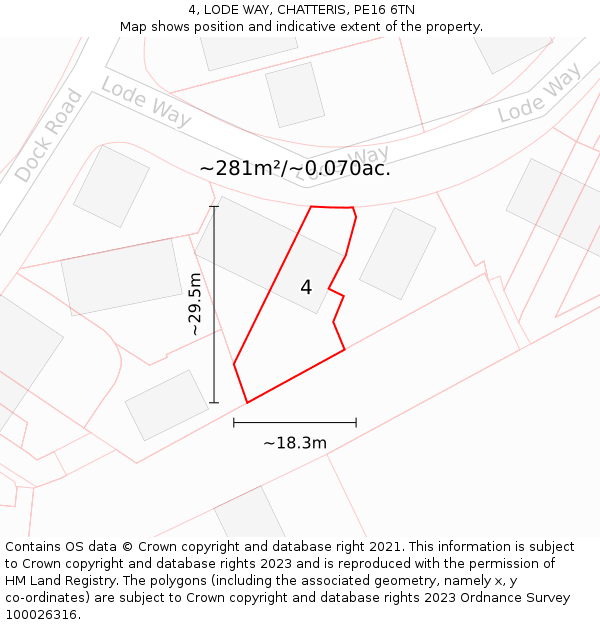 4, LODE WAY, CHATTERIS, PE16 6TN: Plot and title map