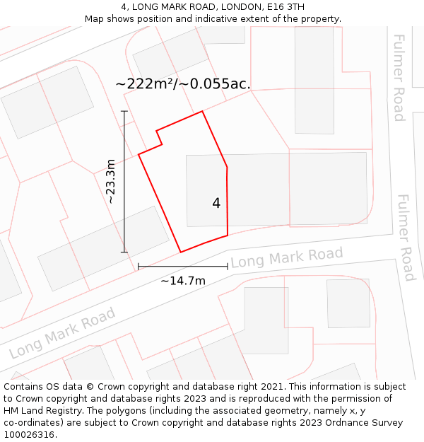 4, LONG MARK ROAD, LONDON, E16 3TH: Plot and title map
