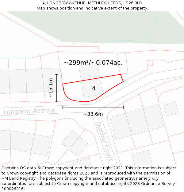 4, LONGBOW AVENUE, METHLEY, LEEDS, LS26 9LD: Plot and title map