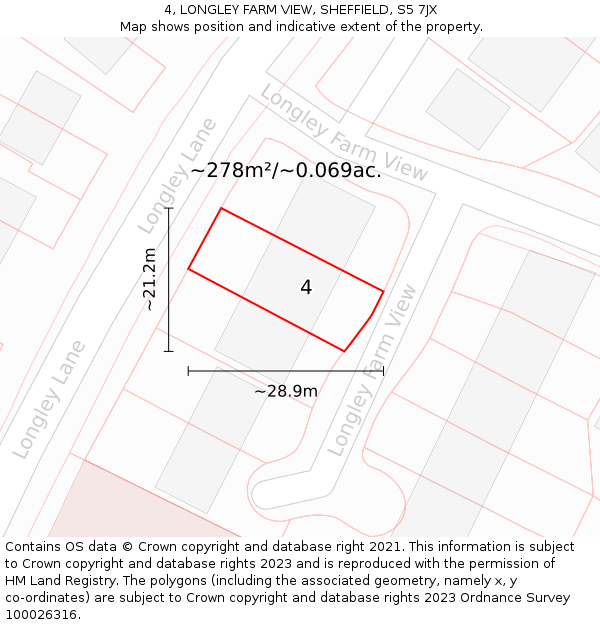 4, LONGLEY FARM VIEW, SHEFFIELD, S5 7JX: Plot and title map