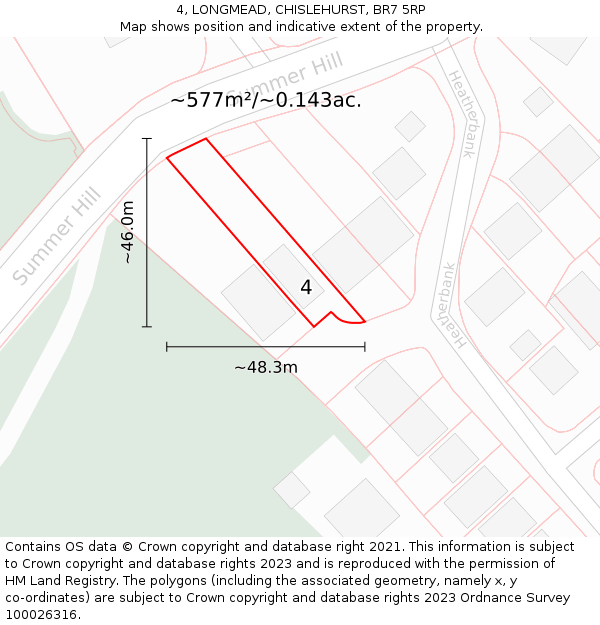 4, LONGMEAD, CHISLEHURST, BR7 5RP: Plot and title map