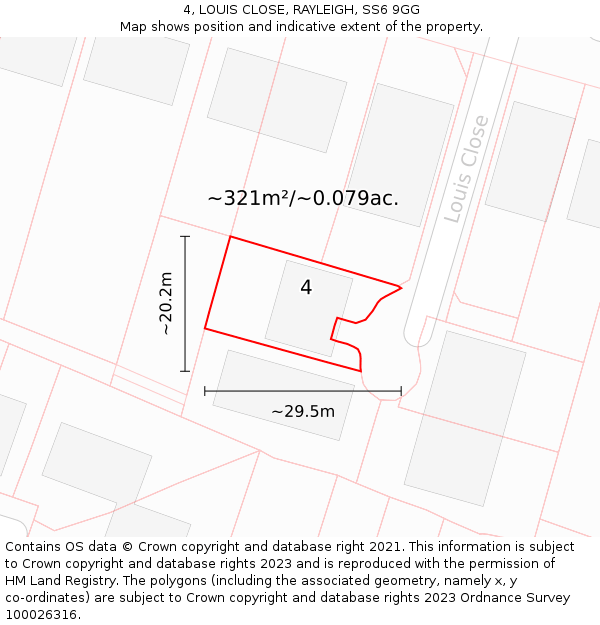 4, LOUIS CLOSE, RAYLEIGH, SS6 9GG: Plot and title map