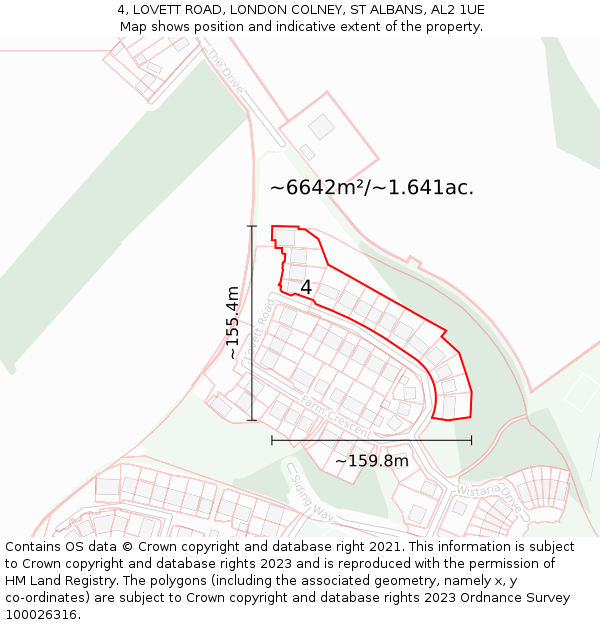 4, LOVETT ROAD, LONDON COLNEY, ST ALBANS, AL2 1UE: Plot and title map