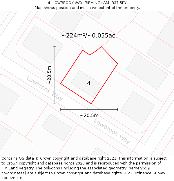 4, LOWBROOK WAY, BIRMINGHAM, B37 5PY: Plot and title map