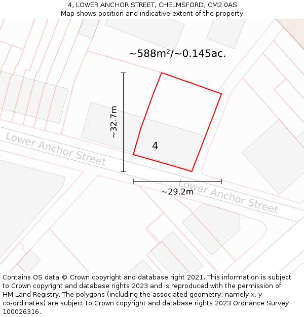 4, LOWER ANCHOR STREET, CHELMSFORD, CM2 0AS: Plot and title map