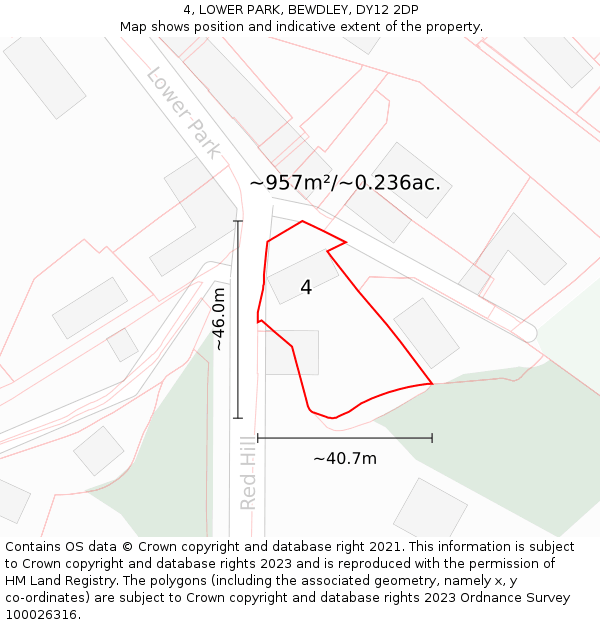 4, LOWER PARK, BEWDLEY, DY12 2DP: Plot and title map