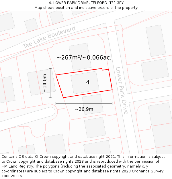 4, LOWER PARK DRIVE, TELFORD, TF1 3PY: Plot and title map