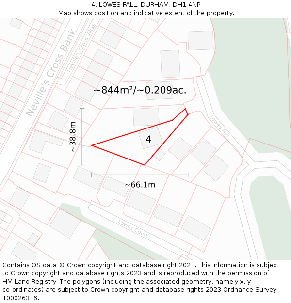 4, LOWES FALL, DURHAM, DH1 4NP: Plot and title map