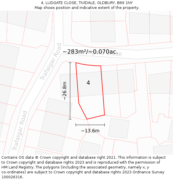 4, LUDGATE CLOSE, TIVIDALE, OLDBURY, B69 1NY: Plot and title map