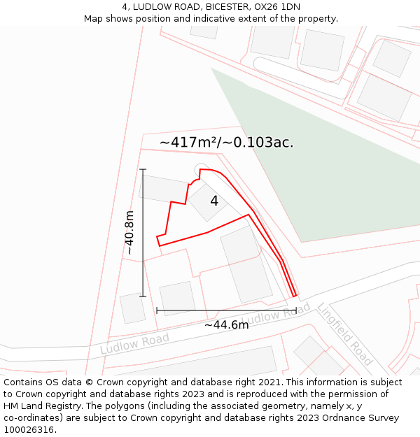 4, LUDLOW ROAD, BICESTER, OX26 1DN: Plot and title map