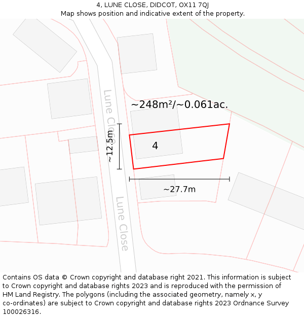4, LUNE CLOSE, DIDCOT, OX11 7QJ: Plot and title map