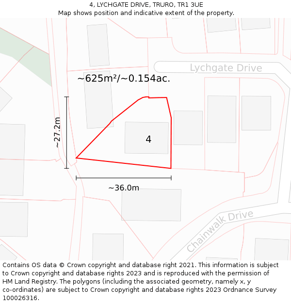 4, LYCHGATE DRIVE, TRURO, TR1 3UE: Plot and title map
