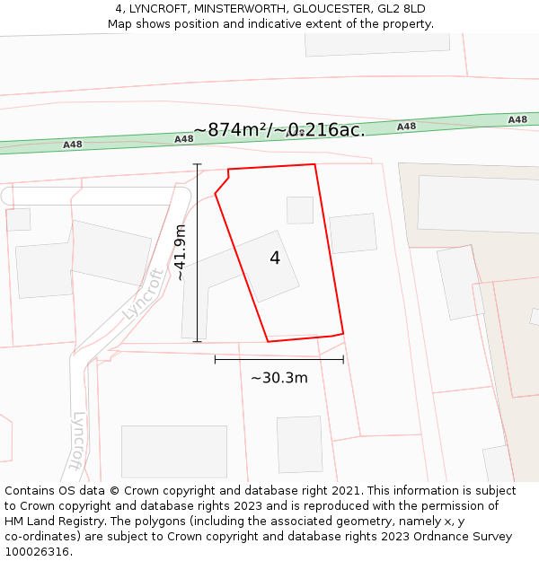 4, LYNCROFT, MINSTERWORTH, GLOUCESTER, GL2 8LD: Plot and title map