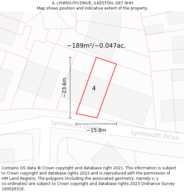 4, LYNMOUTH DRIVE, ILKESTON, DE7 9HN: Plot and title map