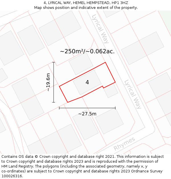 4, LYRICAL WAY, HEMEL HEMPSTEAD, HP1 3HZ: Plot and title map