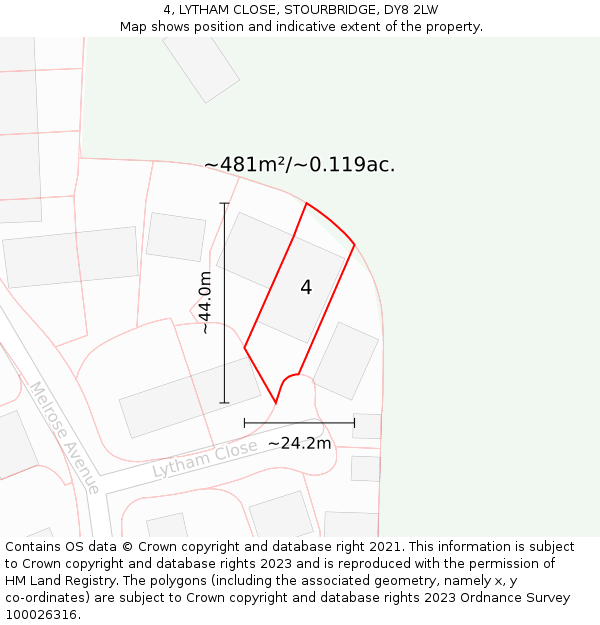 4, LYTHAM CLOSE, STOURBRIDGE, DY8 2LW: Plot and title map