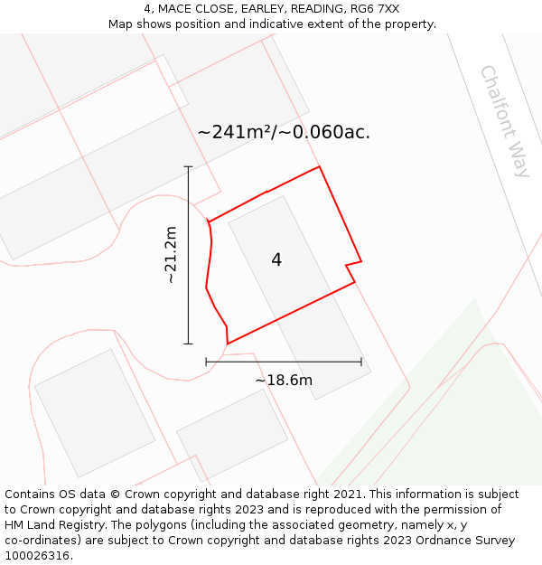 4, MACE CLOSE, EARLEY, READING, RG6 7XX: Plot and title map
