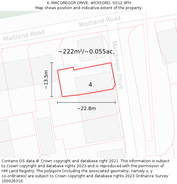 4, MACGREGOR DRIVE, WICKFORD, SS12 9PH: Plot and title map
