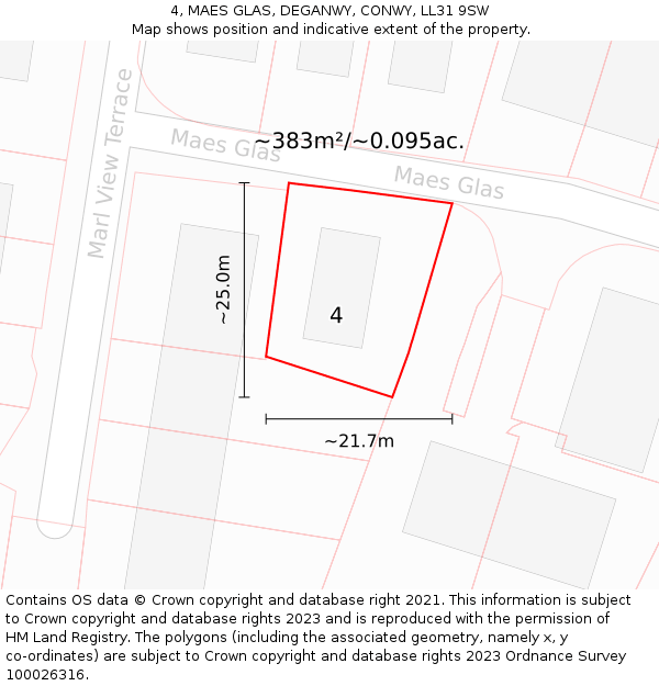 4, MAES GLAS, DEGANWY, CONWY, LL31 9SW: Plot and title map