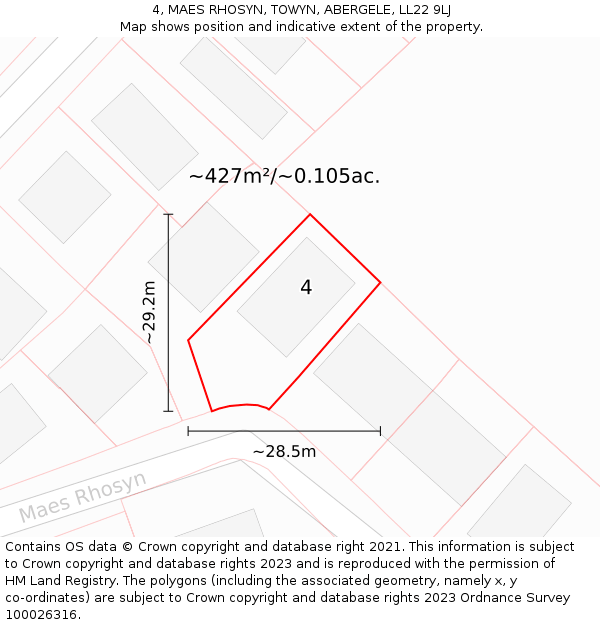 4, MAES RHOSYN, TOWYN, ABERGELE, LL22 9LJ: Plot and title map