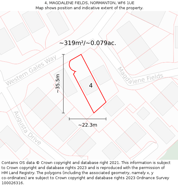 4, MAGDALENE FIELDS, NORMANTON, WF6 1UE: Plot and title map