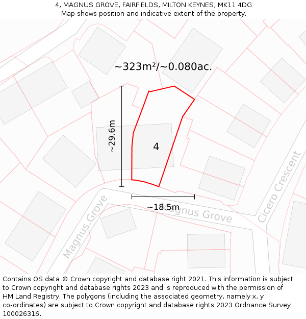 4, MAGNUS GROVE, FAIRFIELDS, MILTON KEYNES, MK11 4DG: Plot and title map