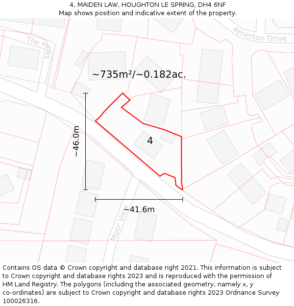 4, MAIDEN LAW, HOUGHTON LE SPRING, DH4 6NF: Plot and title map