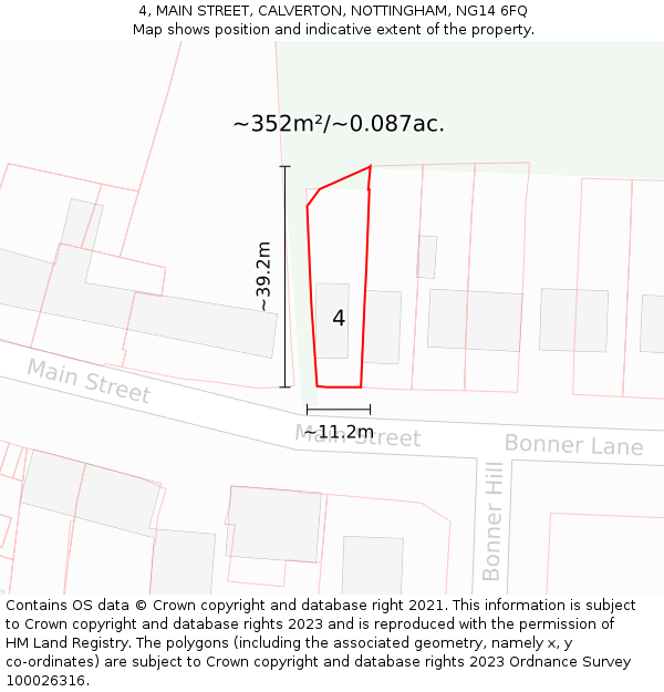 4, MAIN STREET, CALVERTON, NOTTINGHAM, NG14 6FQ: Plot and title map
