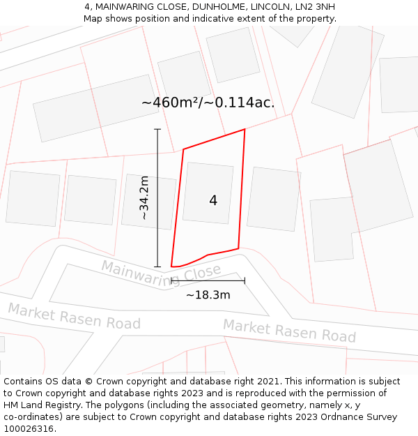 4, MAINWARING CLOSE, DUNHOLME, LINCOLN, LN2 3NH: Plot and title map