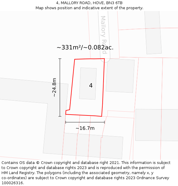 4, MALLORY ROAD, HOVE, BN3 6TB: Plot and title map
