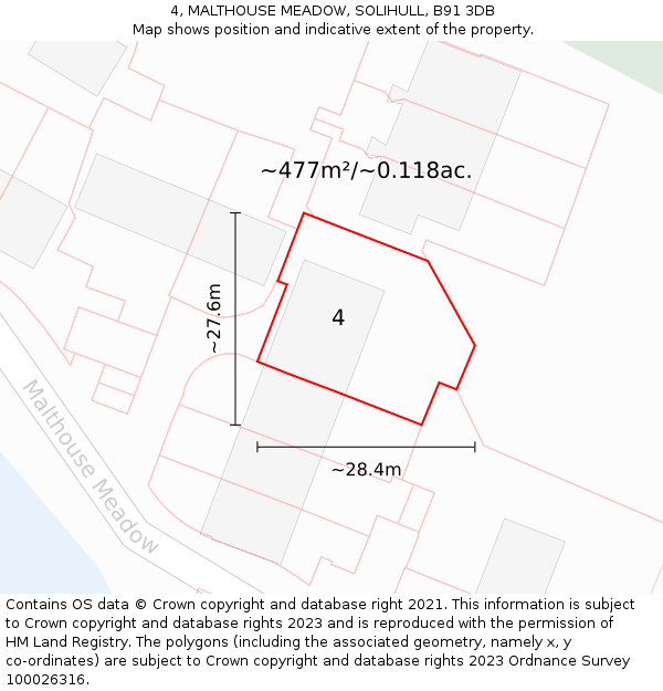 4, MALTHOUSE MEADOW, SOLIHULL, B91 3DB: Plot and title map