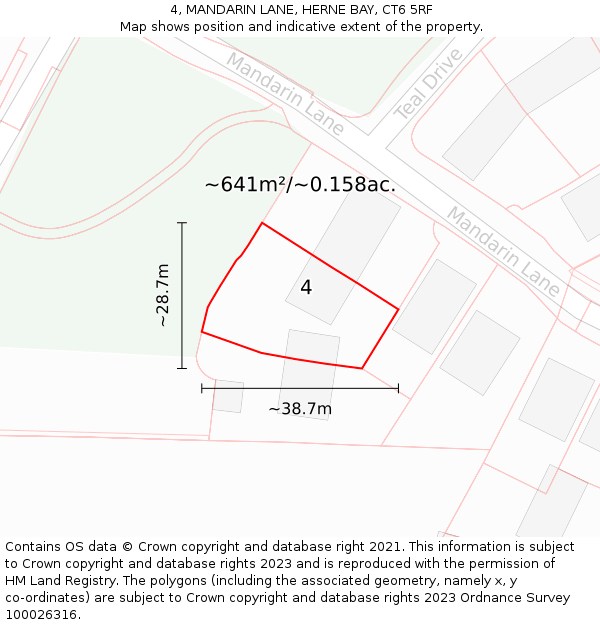 4, MANDARIN LANE, HERNE BAY, CT6 5RF: Plot and title map