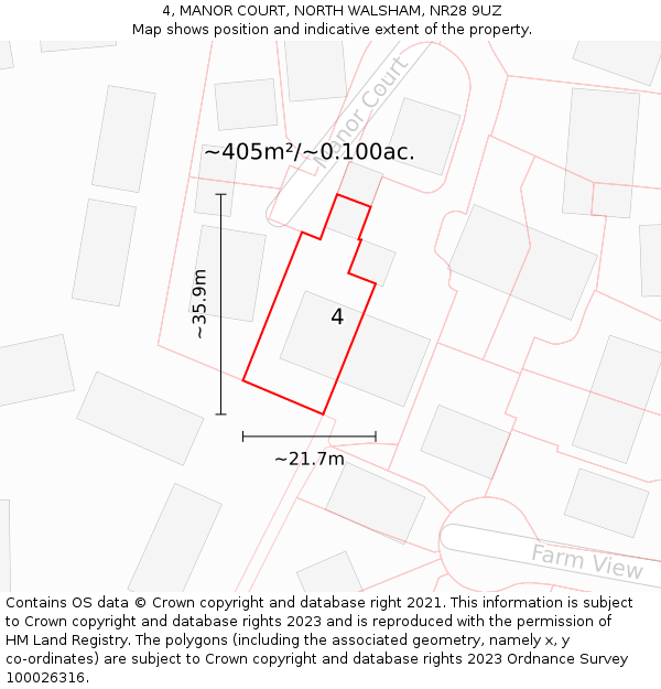 4, MANOR COURT, NORTH WALSHAM, NR28 9UZ: Plot and title map