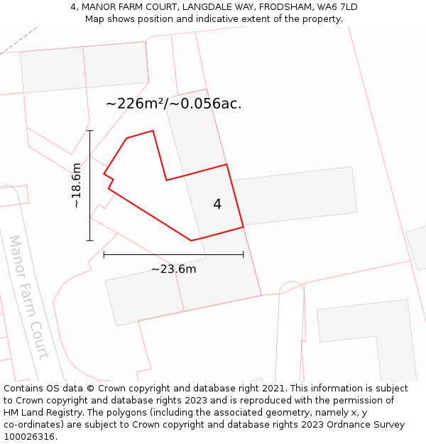 4, MANOR FARM COURT, LANGDALE WAY, FRODSHAM, WA6 7LD: Plot and title map