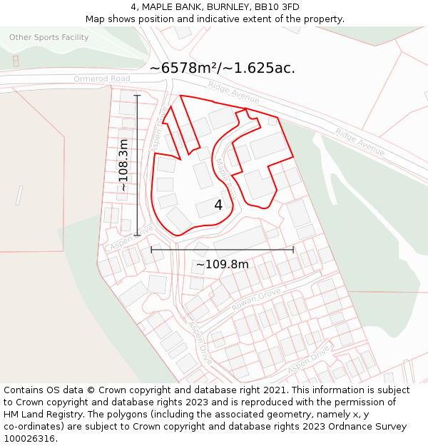 4, MAPLE BANK, BURNLEY, BB10 3FD: Plot and title map