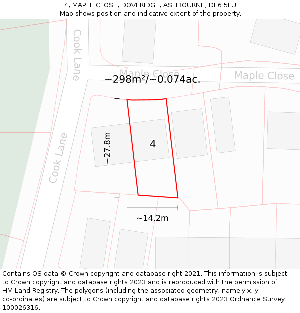 4, MAPLE CLOSE, DOVERIDGE, ASHBOURNE, DE6 5LU: Plot and title map