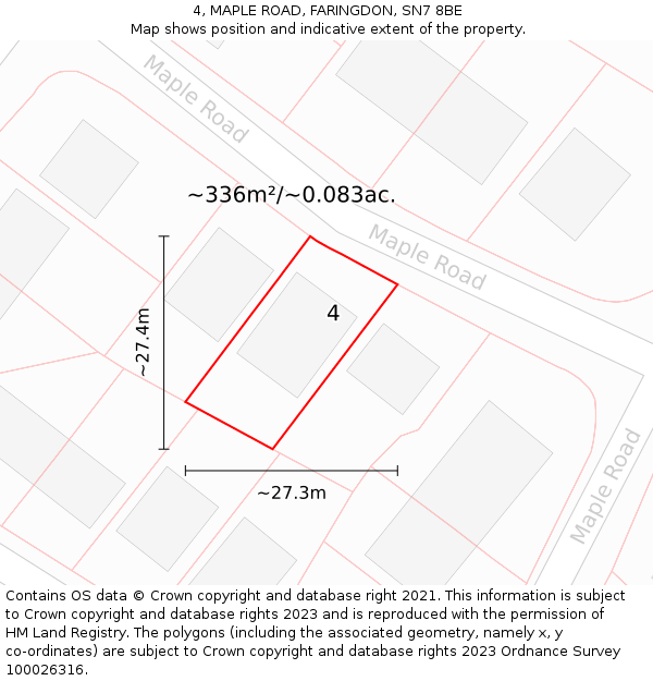 4, MAPLE ROAD, FARINGDON, SN7 8BE: Plot and title map
