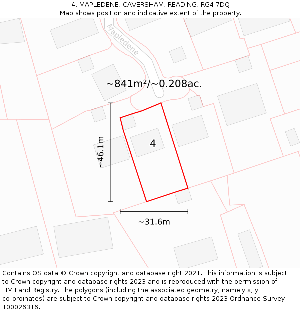 4, MAPLEDENE, CAVERSHAM, READING, RG4 7DQ: Plot and title map