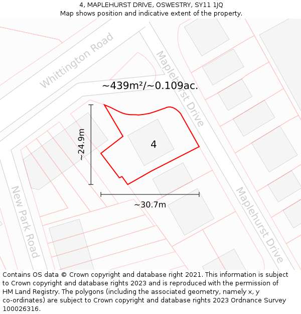 4, MAPLEHURST DRIVE, OSWESTRY, SY11 1JQ: Plot and title map