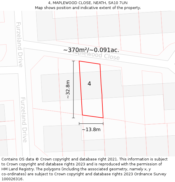 4, MAPLEWOOD CLOSE, NEATH, SA10 7UN: Plot and title map