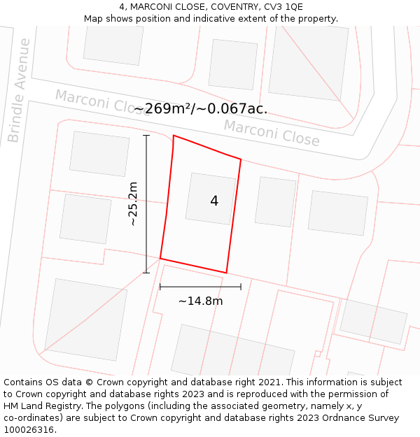 4, MARCONI CLOSE, COVENTRY, CV3 1QE: Plot and title map