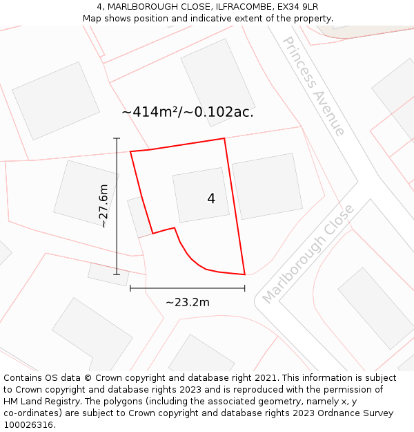 4, MARLBOROUGH CLOSE, ILFRACOMBE, EX34 9LR: Plot and title map