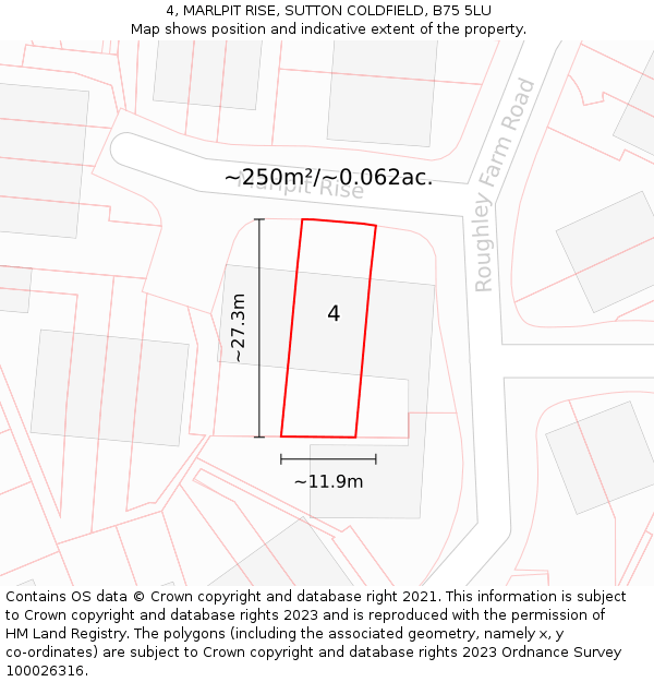 4, MARLPIT RISE, SUTTON COLDFIELD, B75 5LU: Plot and title map
