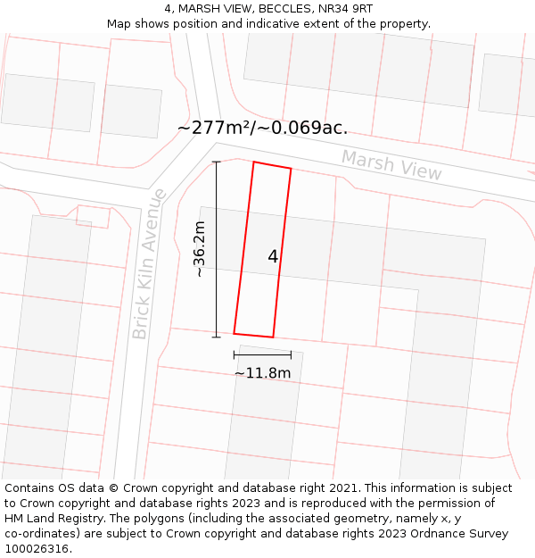 4, MARSH VIEW, BECCLES, NR34 9RT: Plot and title map