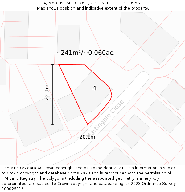 4, MARTINGALE CLOSE, UPTON, POOLE, BH16 5ST: Plot and title map